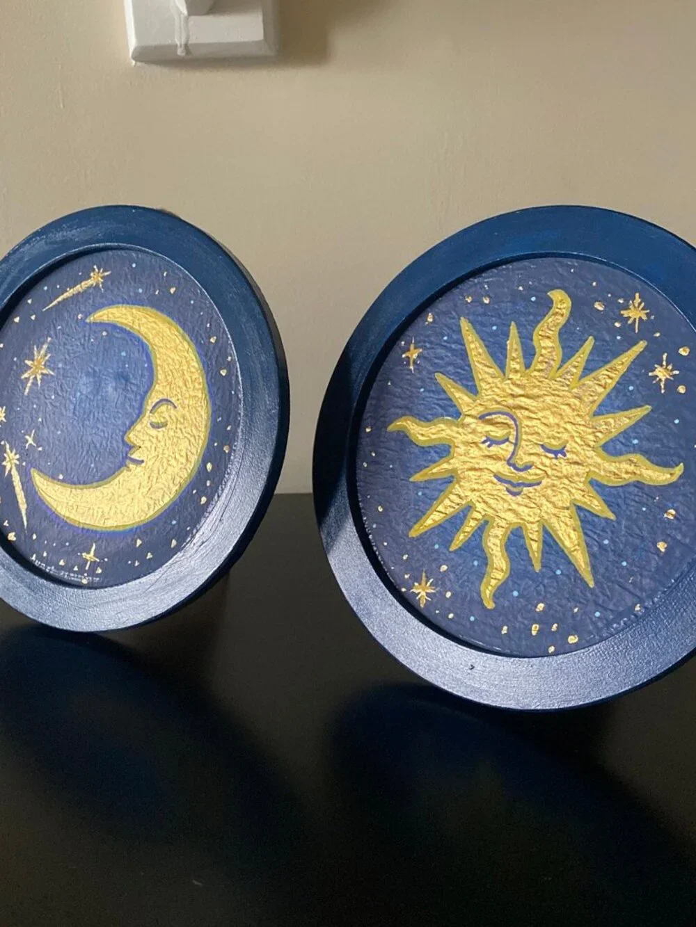 2 Celestial Sun and Moon Paintings, Whimsigoth